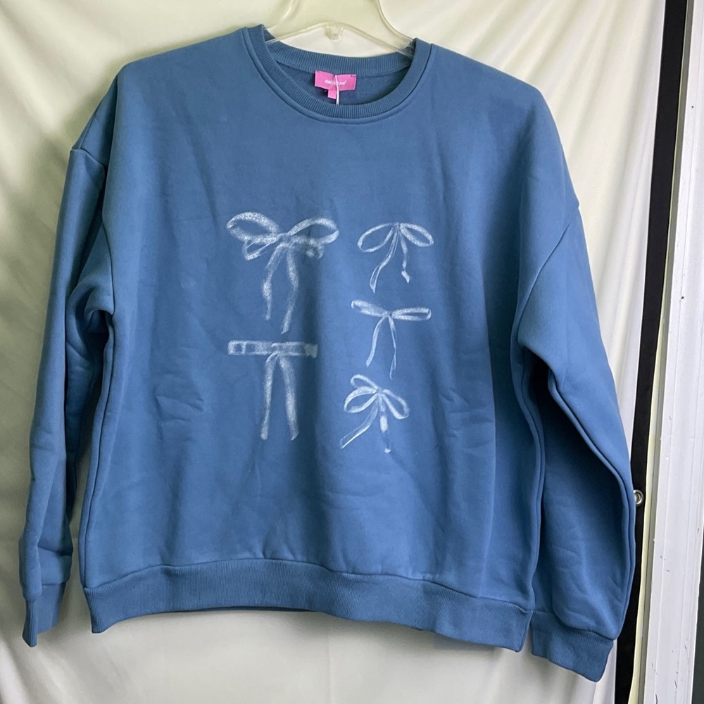 Edikted Bow Bliss Oversized Sweatshirt - Blue